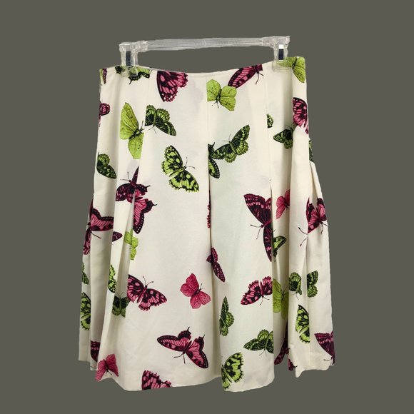 TALBOTS Ivory skirt w/ pink and green butterflies -  SZ 6 petite - Picture 9 of 9